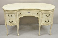 Vintage John Stuart White Painted French Louis XV Kidney Shaped Vanity and Bench