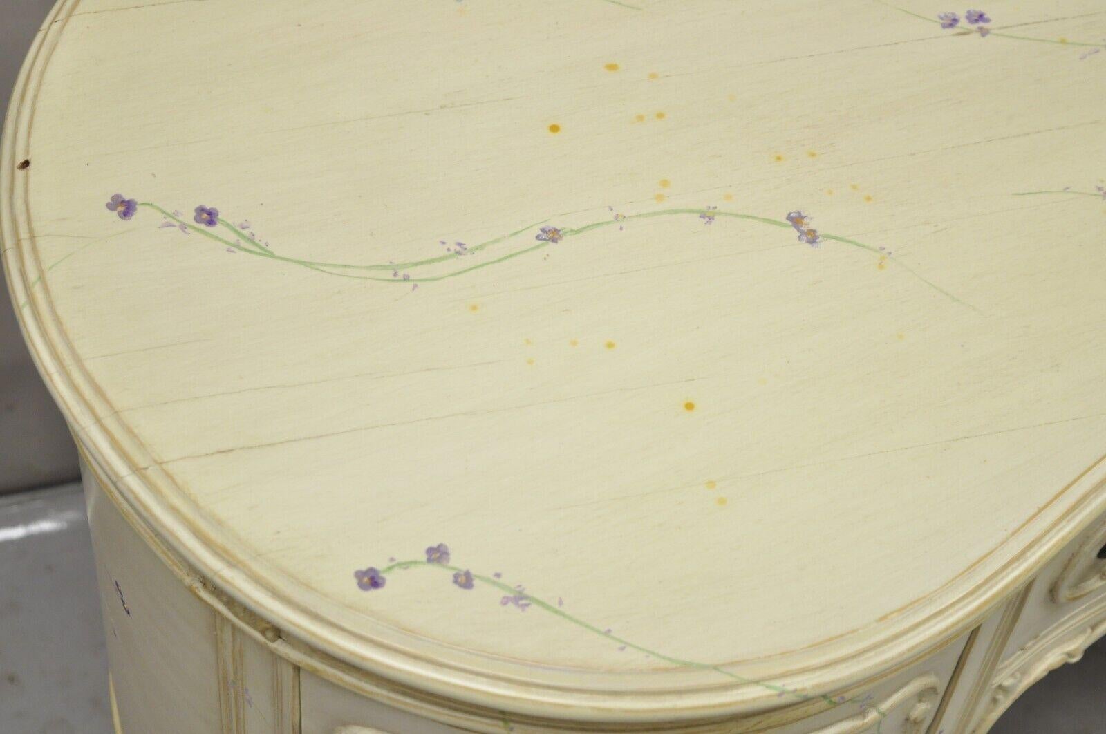 Coiffeuse et banc de style Louis XV française peinte en blanc vintage John Stuart 1