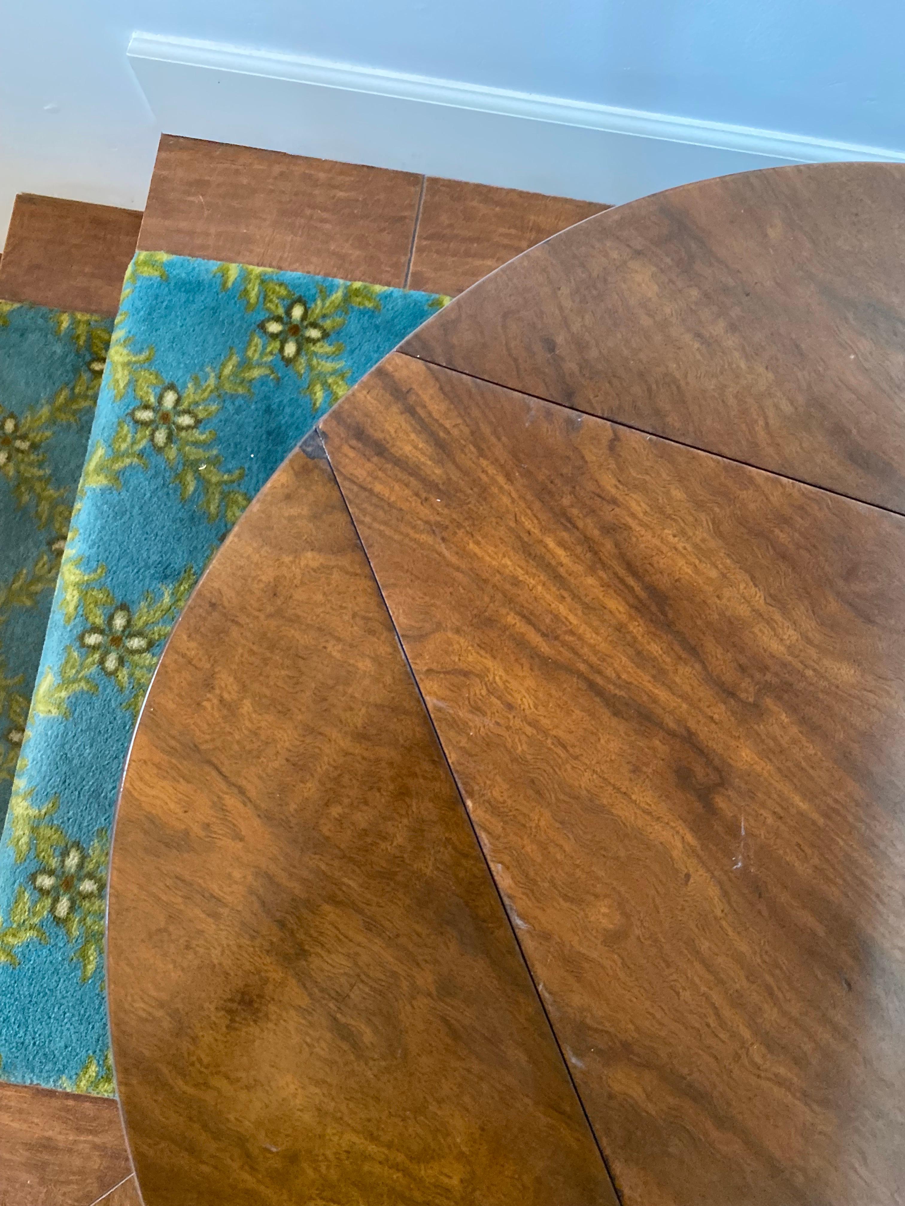 Two Tier John Widdicomb Drop Leaf Walnut Bookmtached Veneer Top Accent Table Side Table. 
Beautiful Mid Century piece that is sculptural and practical.  It can be used in several ways to achieve a variety of looks in your décor.  Cool, versatile and
