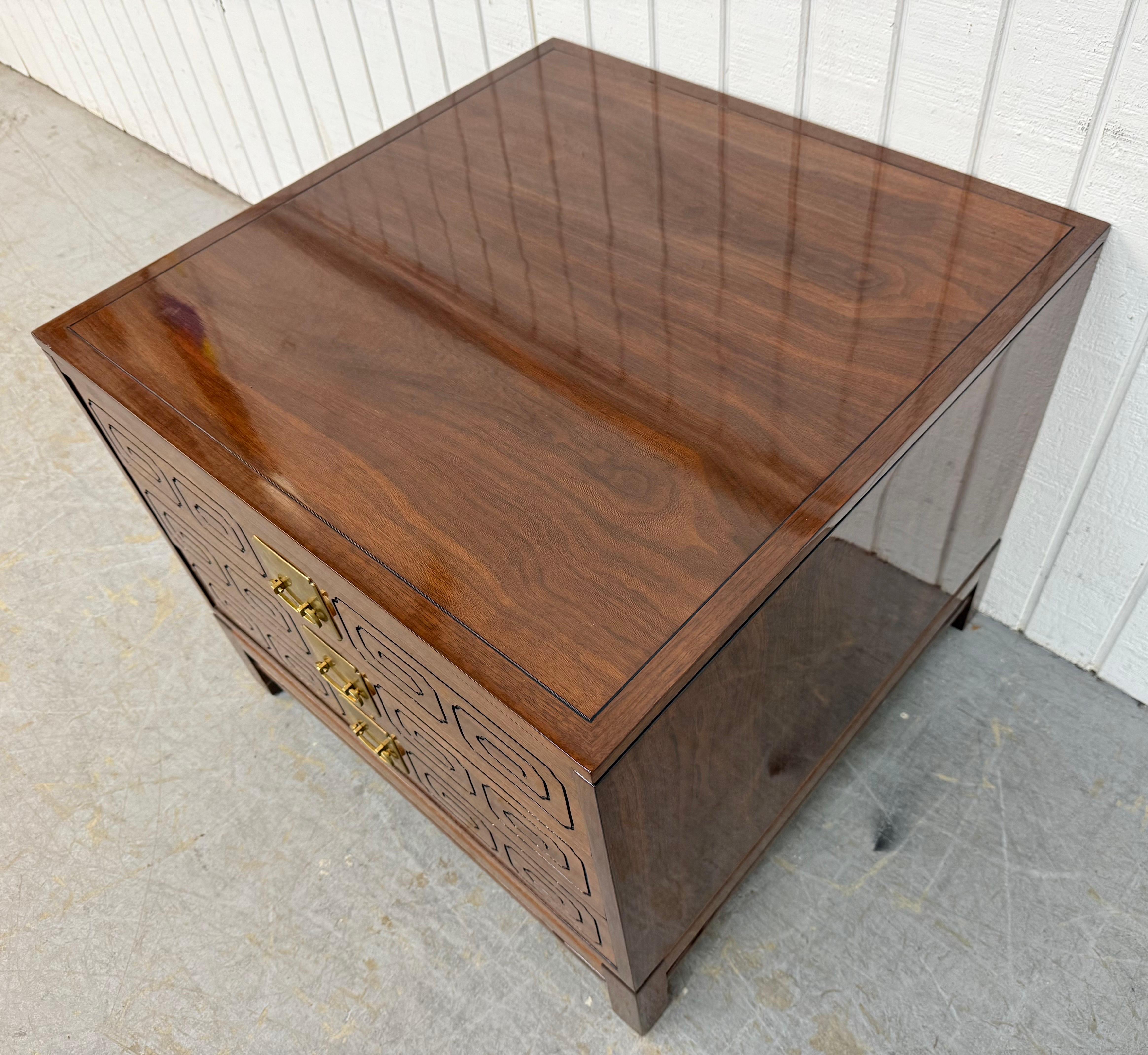 Late 20th Century Vintage John Widdicomb Campaign Walnut Chest For Sale