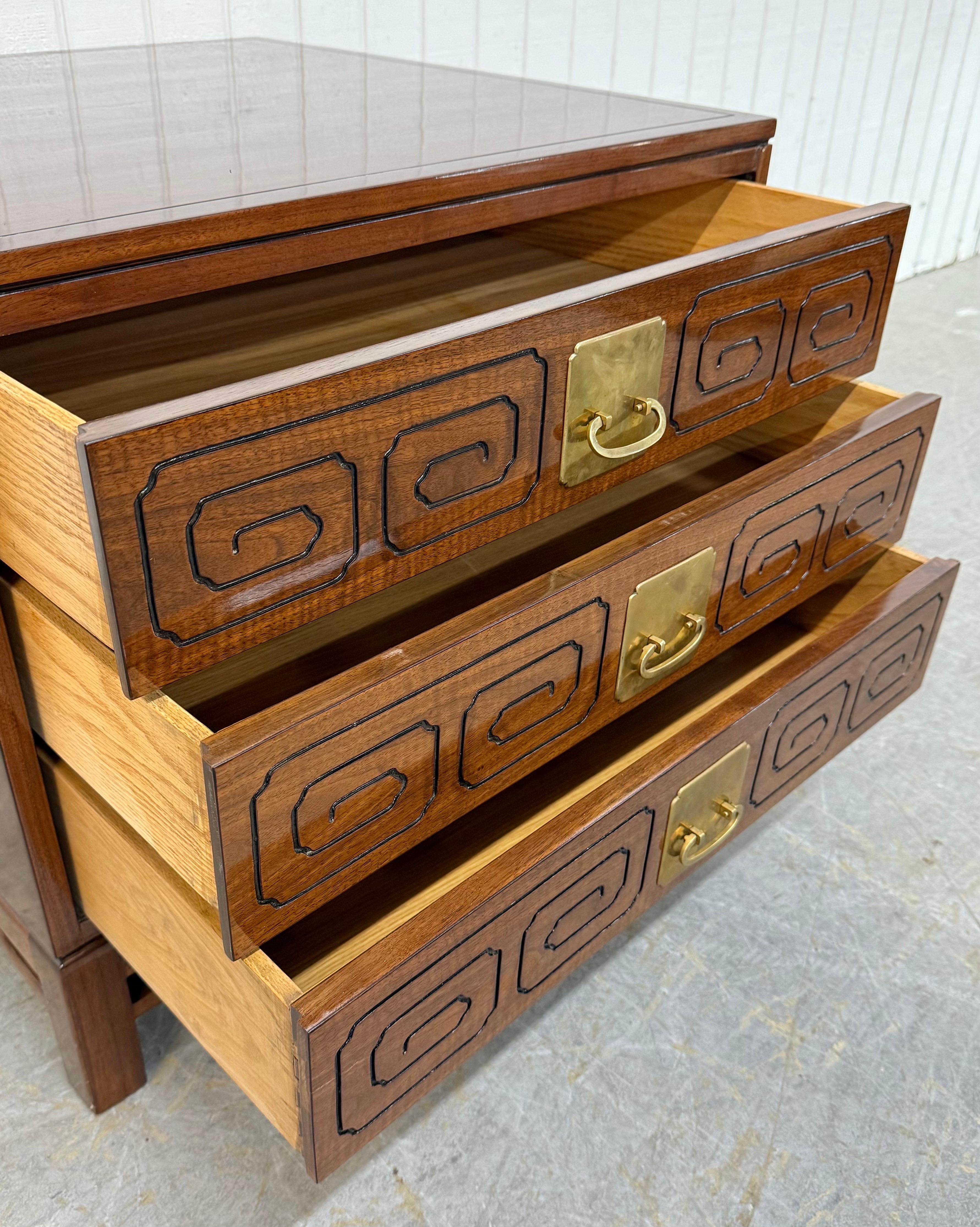 Brass Vintage John Widdicomb Campaign Walnut Chest For Sale