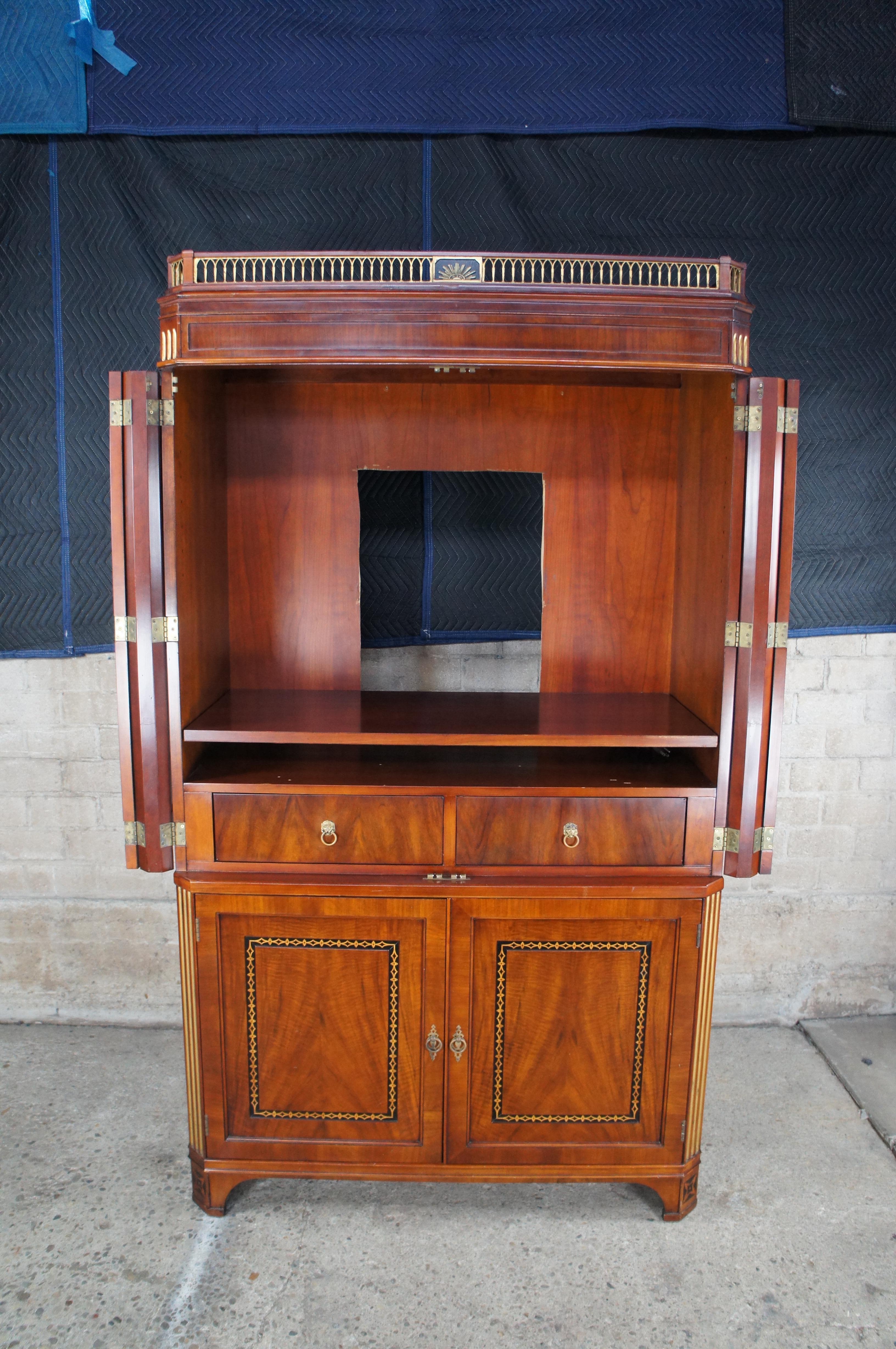 Late 20th Century Vintage John Widdicomb French Empire Cherry Armoire Wardrobe TV Media Cabinet