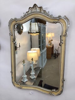 Vintage John Widdicomb French Style Silver Leaf and Painted Mirror