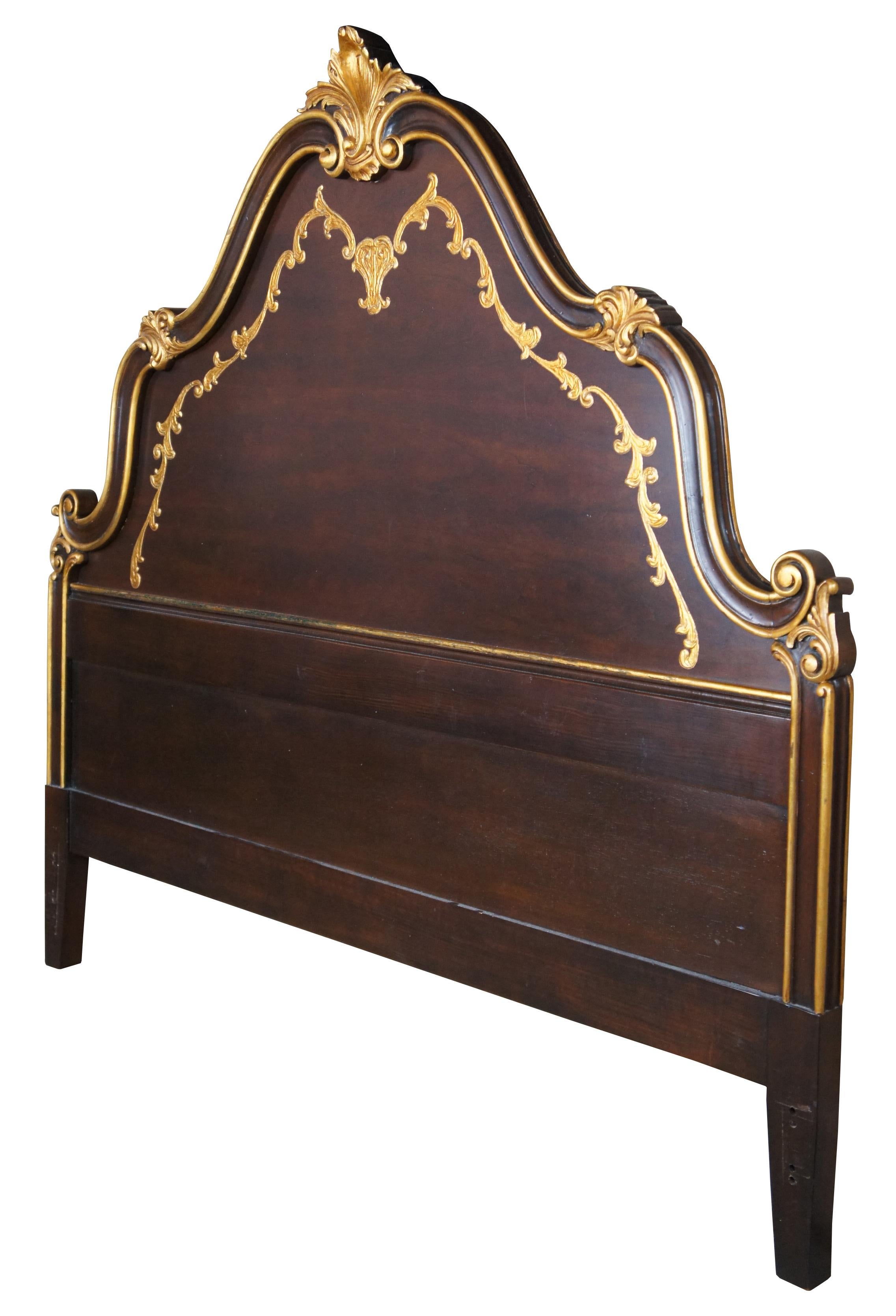 French Provincial Vintage John Widdicomb French Walnut Venetian Queen Bed Headboard Louis XV