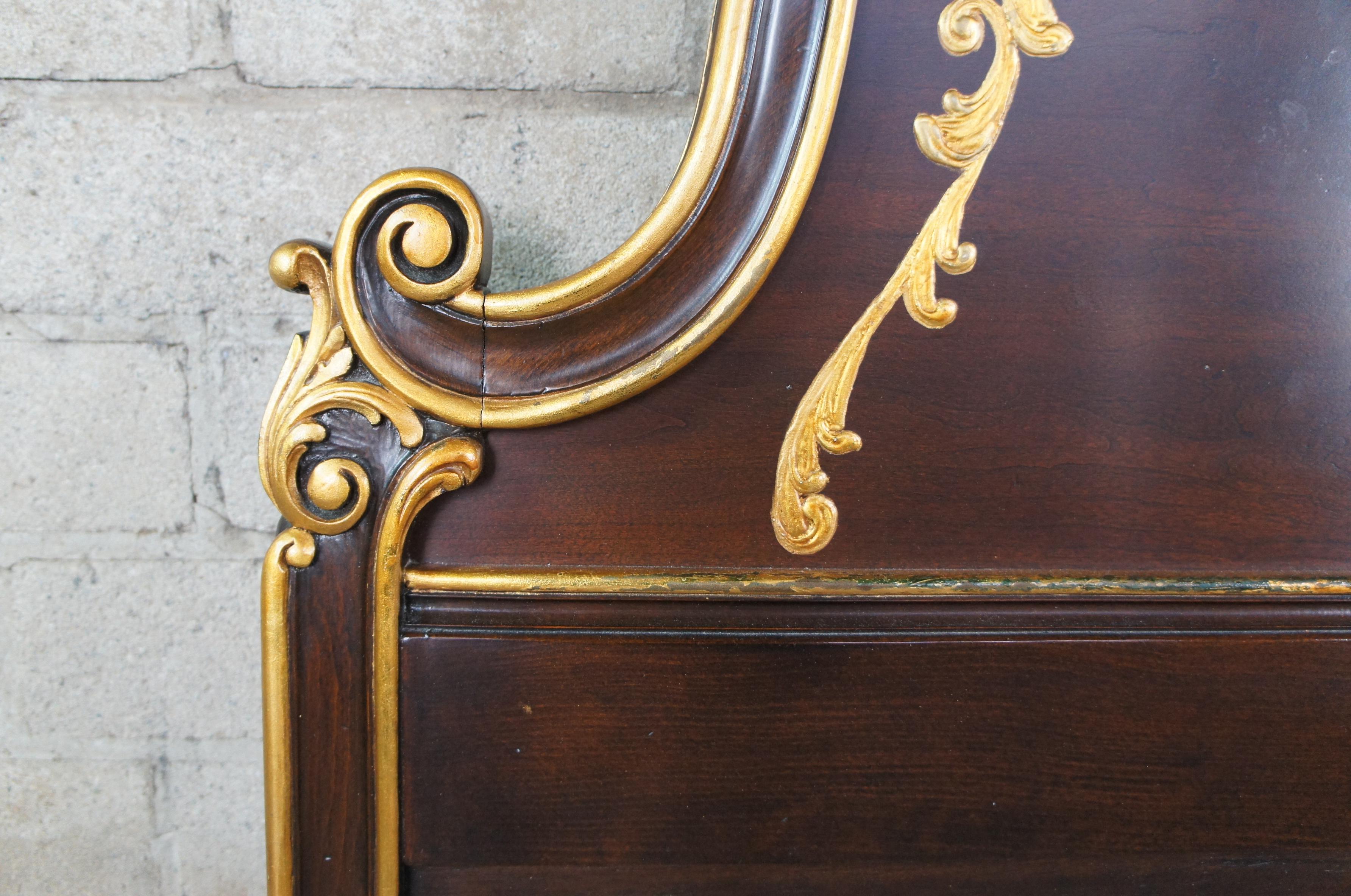 Late 20th Century Vintage John Widdicomb French Walnut Venetian Queen Bed Headboard Louis XV