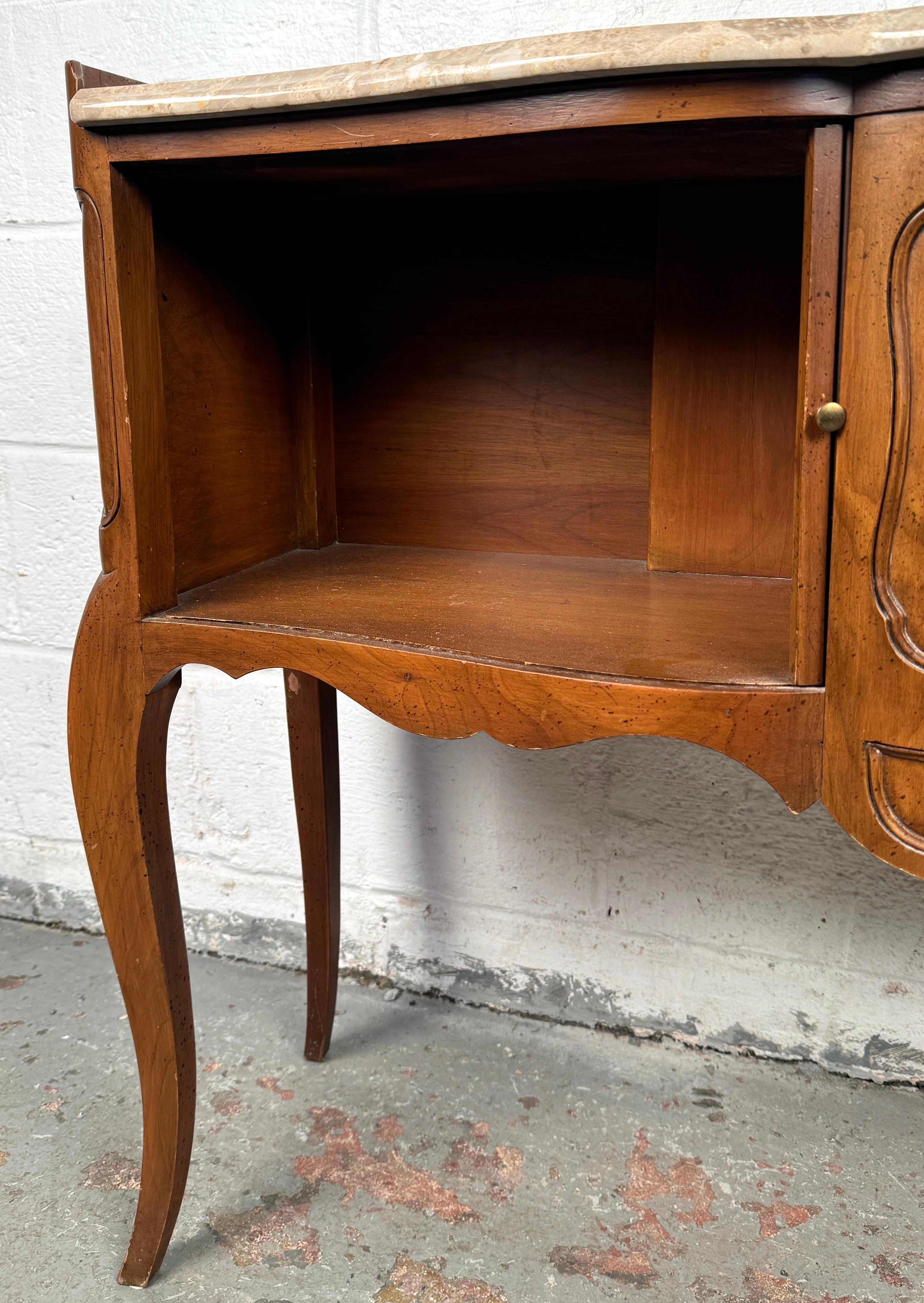 Vintage John Widdicomb Marble Top French Style Console Table with Tambour Doors For Sale 6