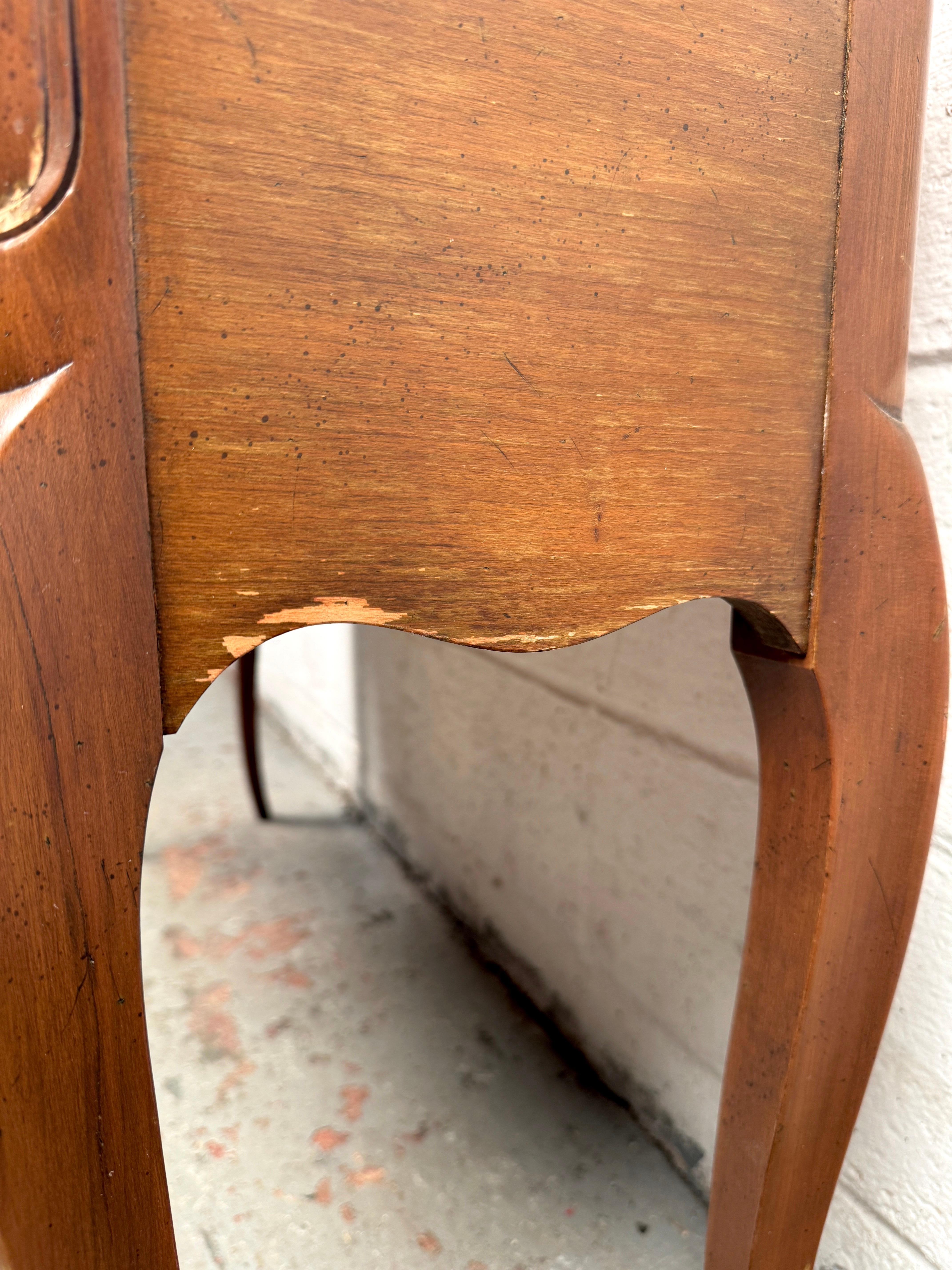 Vintage John Widdicomb Marble Top French Style Console Table with Tambour Doors For Sale 7