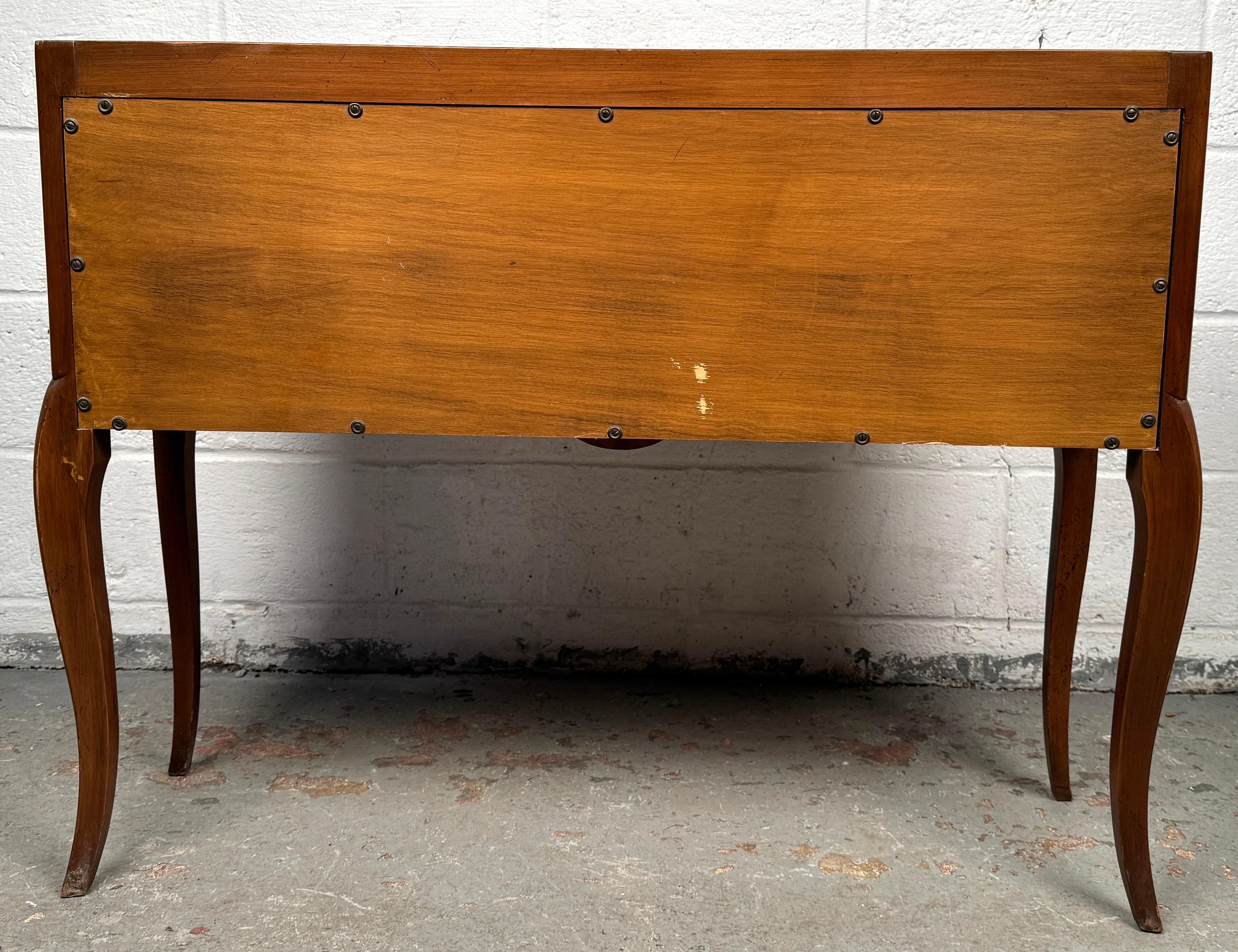 Vintage John Widdicomb Marble Top French Style Console Table with Tambour Doors For Sale 9
