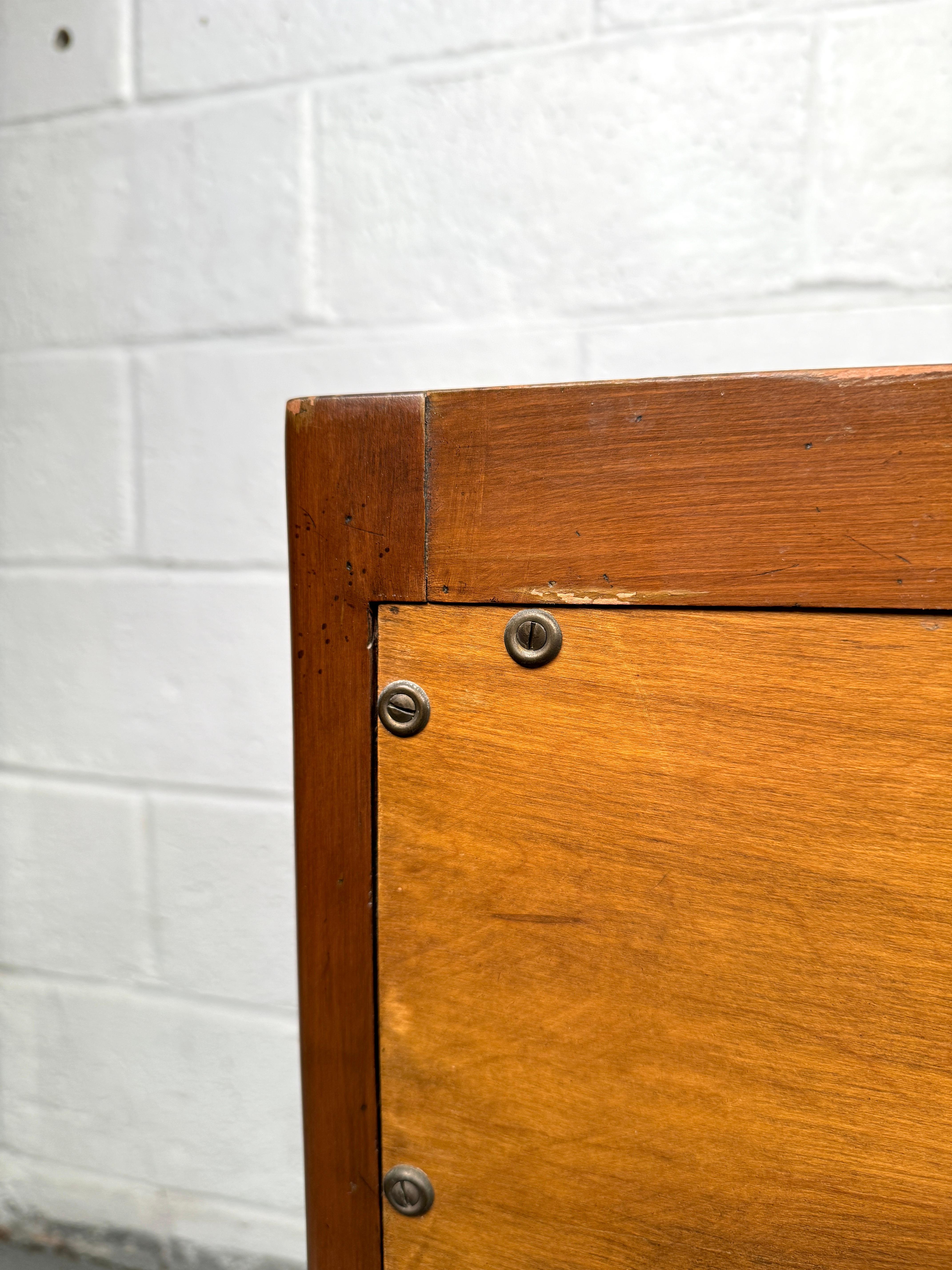 Vintage John Widdicomb Marble Top French Style Console Table with Tambour Doors For Sale 10