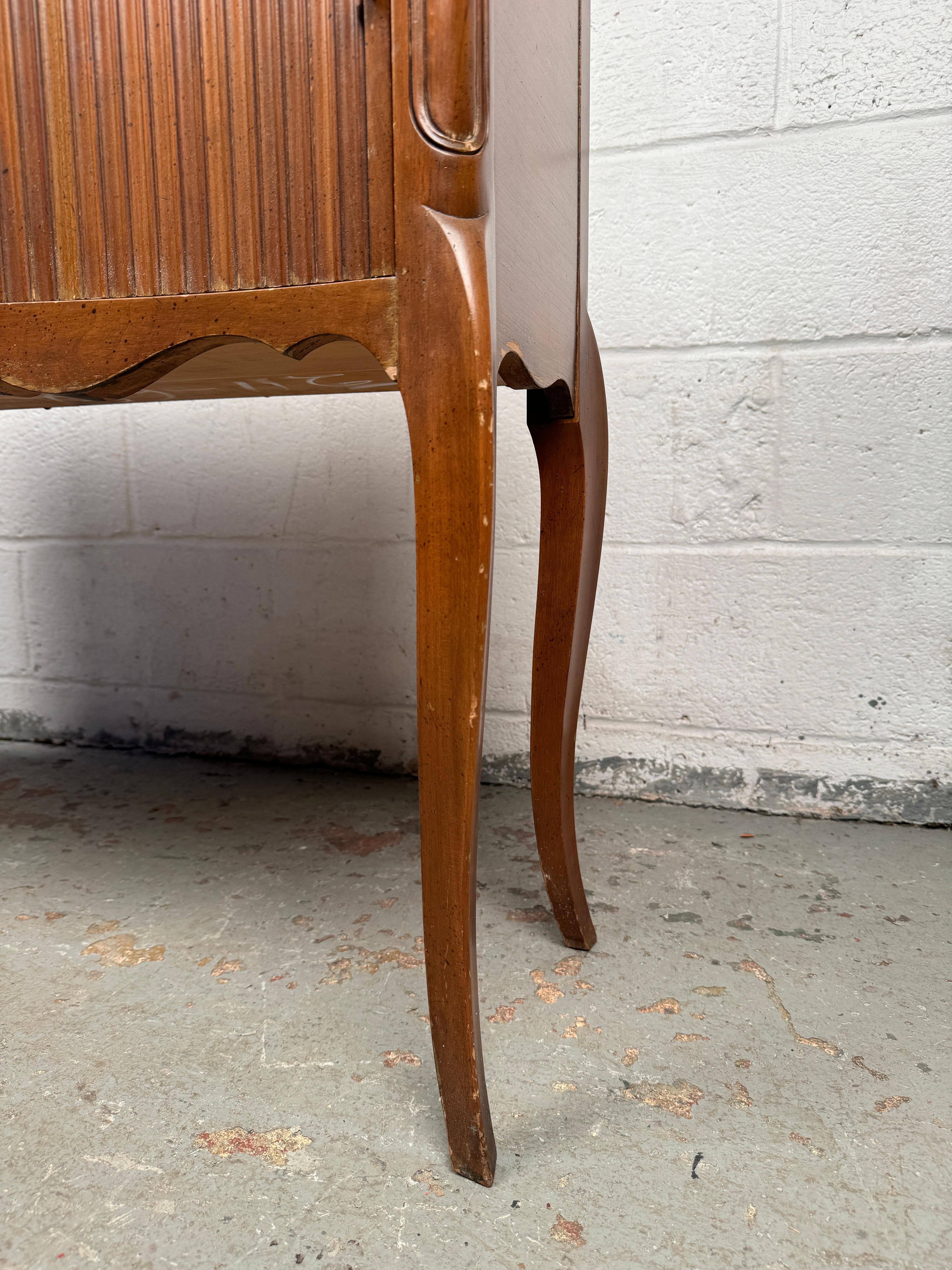 Vintage John Widdicomb Marble Top French Style Console Table with Tambour Doors For Sale 13