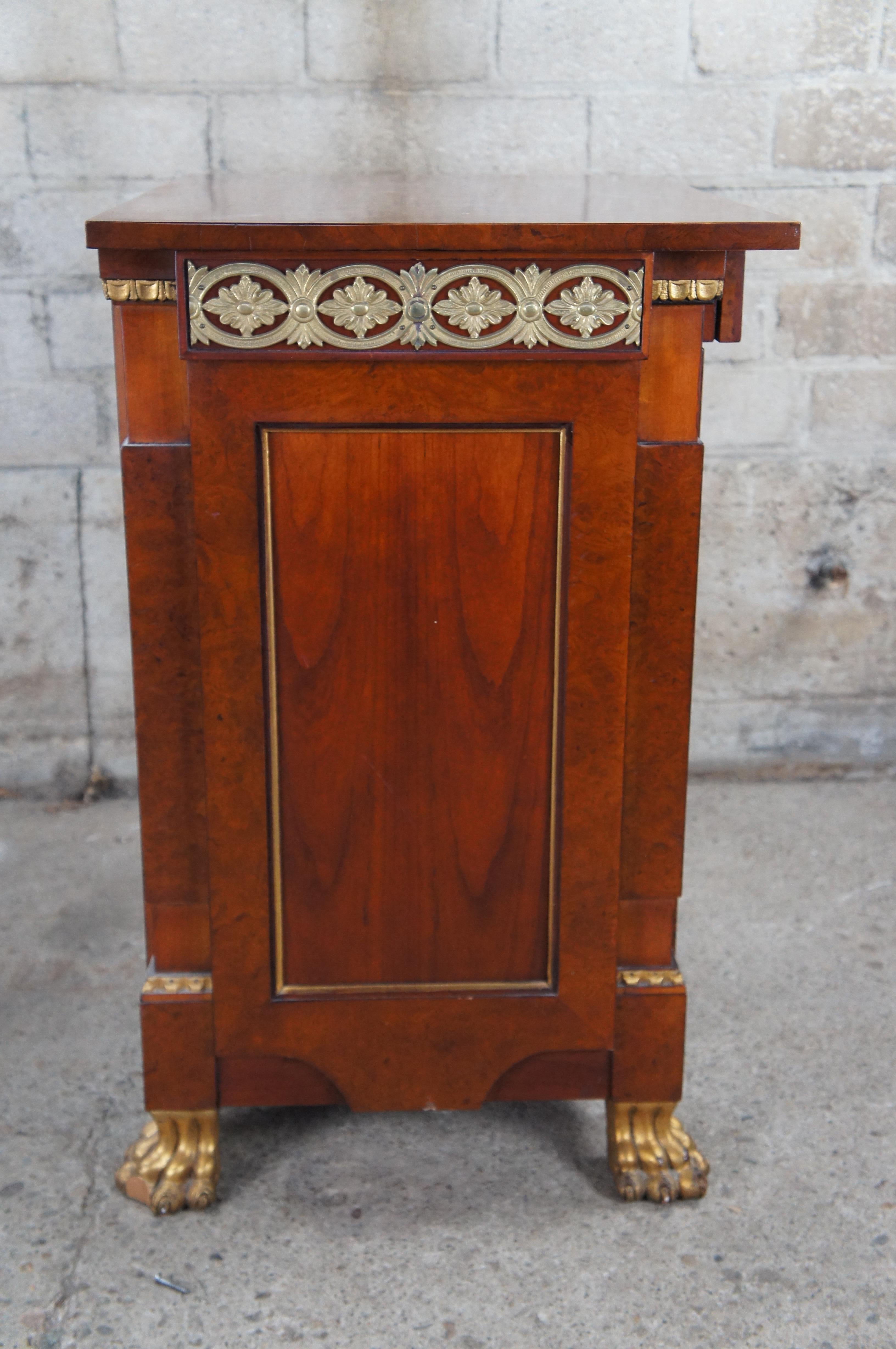 Vintage John Widdicomb Neoclassical Empire Cherry Burl Bedside End Table Cabinet For Sale 7