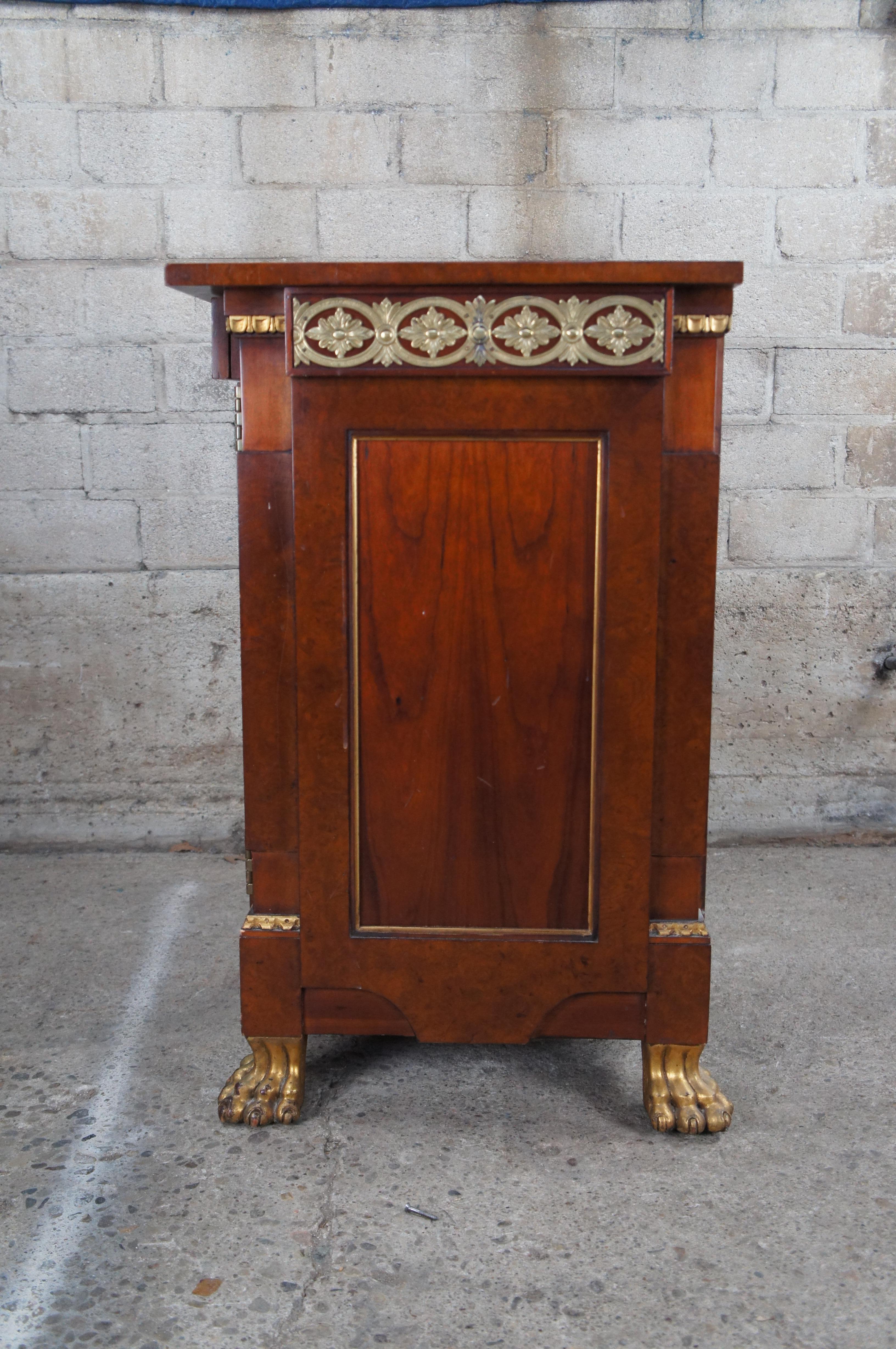 Vintage John Widdicomb Neoclassical Empire Cherry Burl Bedside End Table Cabinet For Sale 8