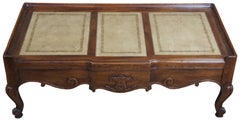 Vintage John Widdicomb Tooled Leather French Provincial Country Coffee Table