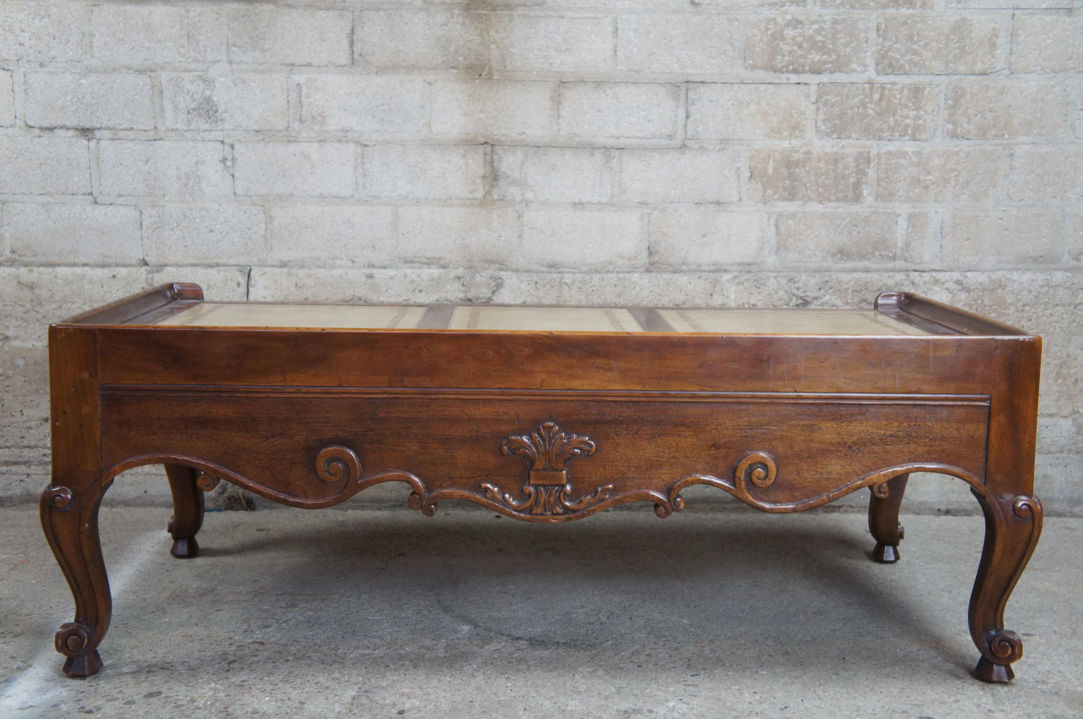 Vintage John Widdicomb Tooled Leather French Provincial Country Coffee Table 4