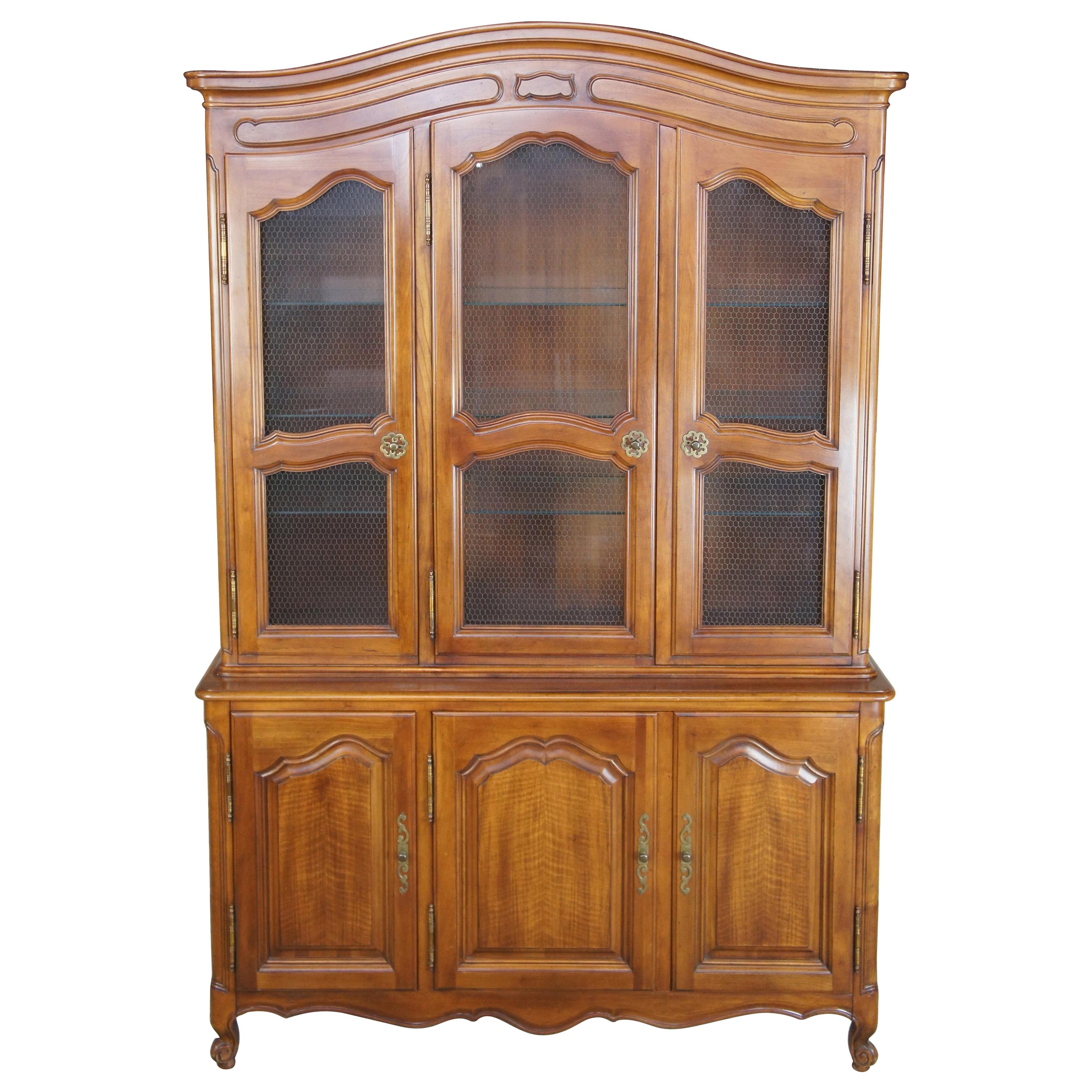 Vintage John Widdicomb Walnut French Provincial Country China Cabinet Cupboard