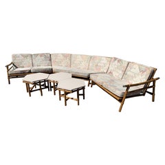 Vintage John Wisner for Ficks Reed 3 Piece Sectional and Corner Table