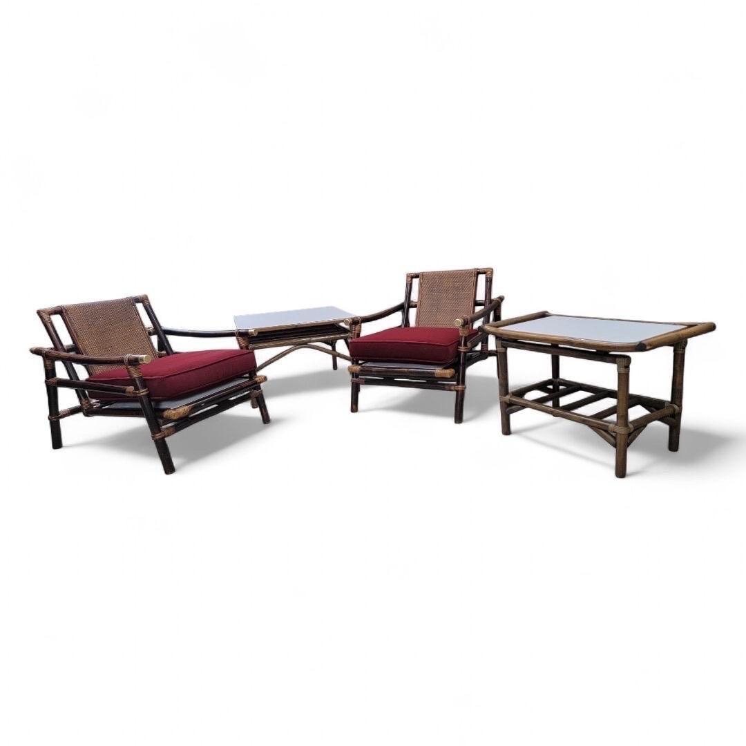 Vintage John Wisner para Ficks Reed Pagoda de ratán y bambú Sillones - Set de 2 en venta 5