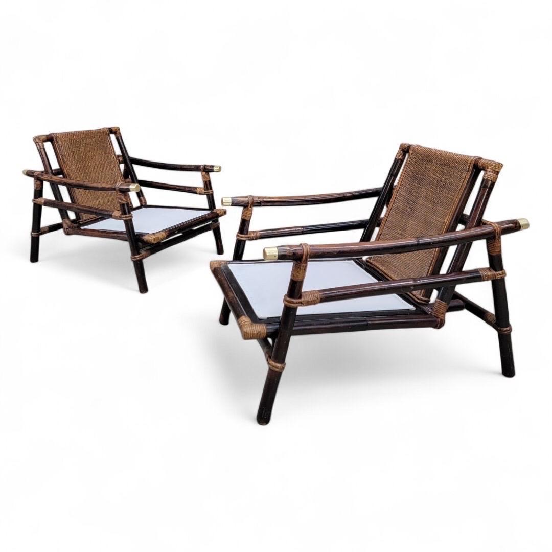 Vintage John Wisner para Ficks Reed Pagoda de ratán y bambú Sillones - Set de 2 en venta 2
