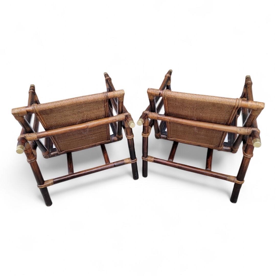 Vintage John Wisner para Ficks Reed Pagoda de ratán y bambú Sillones - Set de 2 en venta 3
