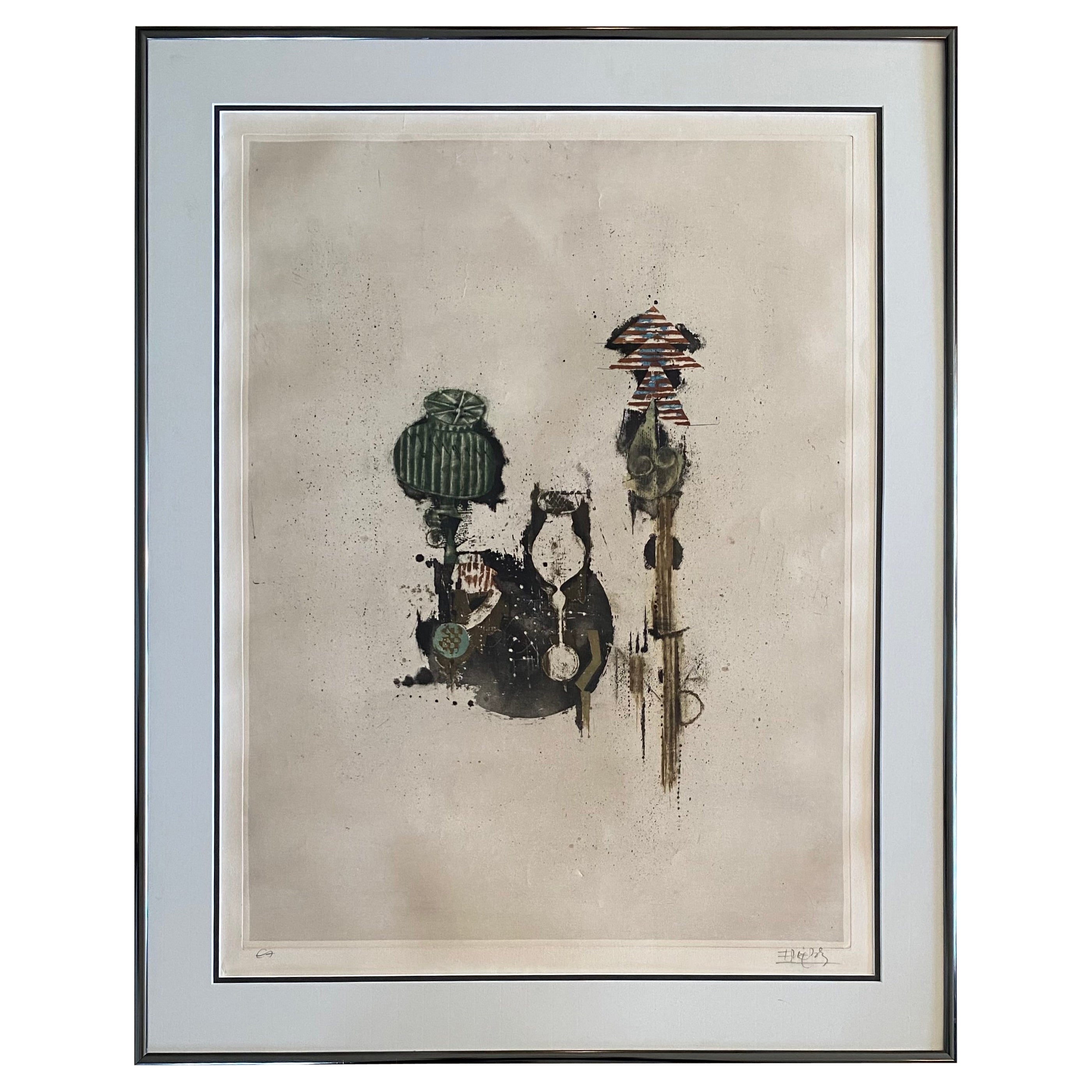 Vintage Johnny Friedlander Abstract Aquatint, circa 1960s