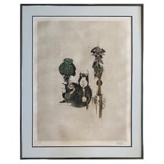 Aquatinte abstraite vintage de Johnny Friedlander, vers 1960