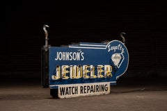 Vintage "Johnson's Jeweler-Watch Repairing" Double-Sided Neon Sign