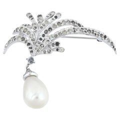 Broche vintage Jomaz en strass clair avec perles