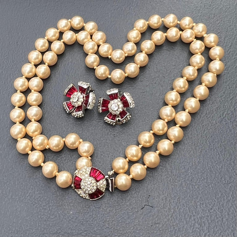 Vintage Jomaz Invisible Setting Clip on Earrings and Choker Necklace