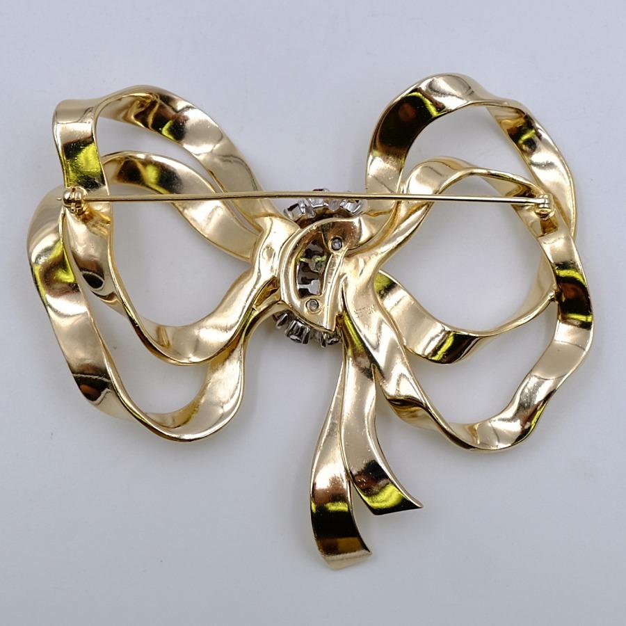 Vintage Jomaz Massive Bow Brooch With Rhinestones 1950's In Good Condition In Austin, TX