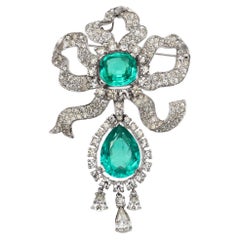 Broche Vintage Jomaz Silver Plated Rhinestone Ribbon Brooch