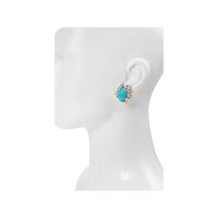 Vintage Jomaz Silver Tone Diamante and Faux Turquoise Earrings Circa 1980s