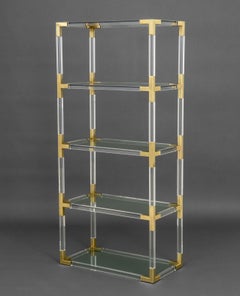 Vintage Jonathan Adler Modern Lucite and Brass Etagere