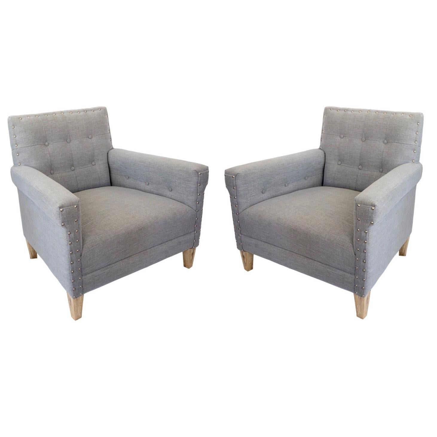 Vintage Jonathan Adler Tufted Lounge Chairs, a Pair