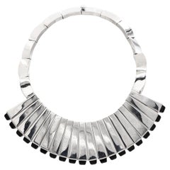 Collana Modernista d'epoca Jondell Mexican Sterling Silver & Black Onyx