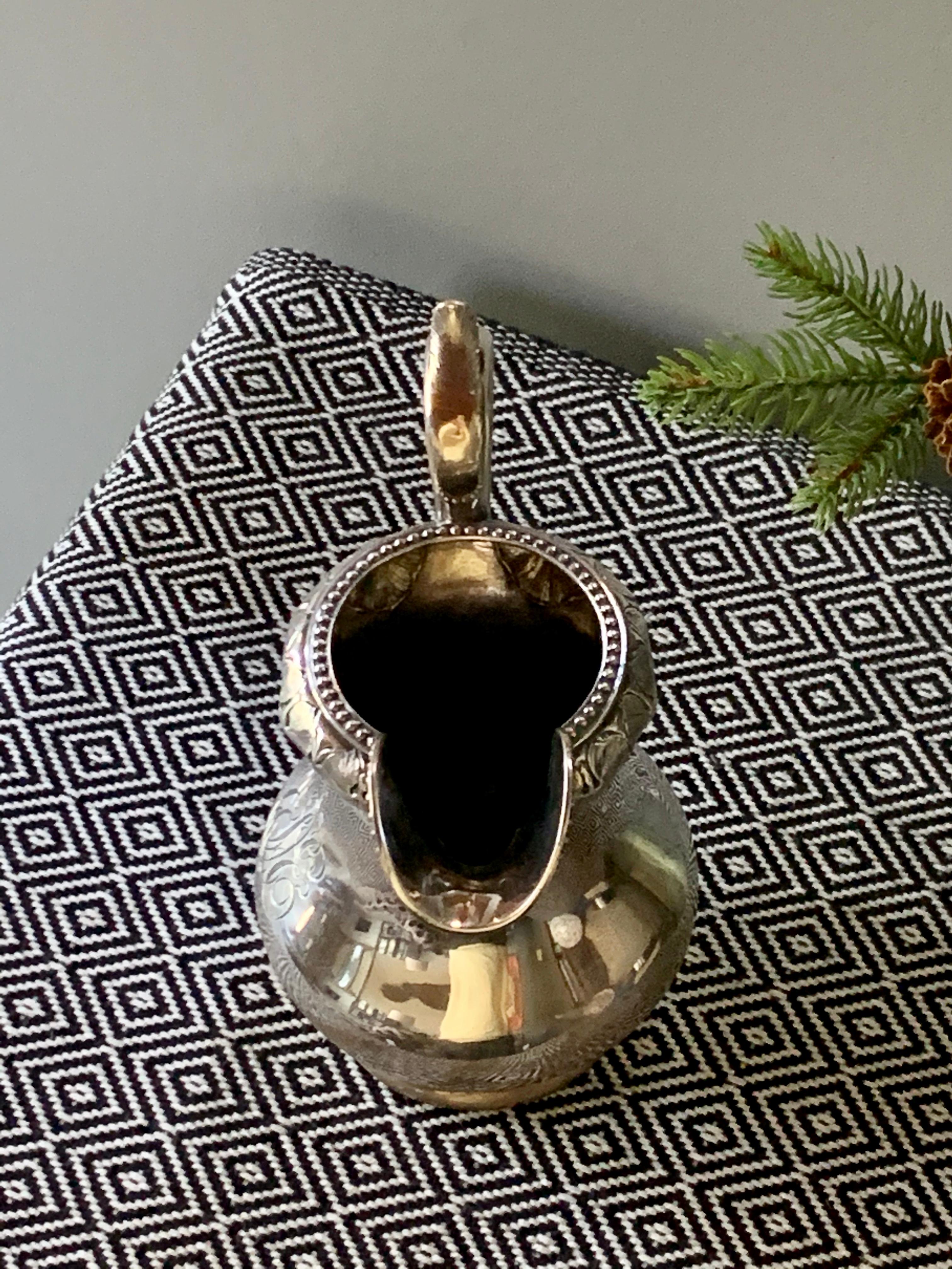 Vintage Jones, Ball & Co. Signed Pure Coin Boston Sterling Silver Pitcher In Good Condition For Sale In St. Louis Park, MN
