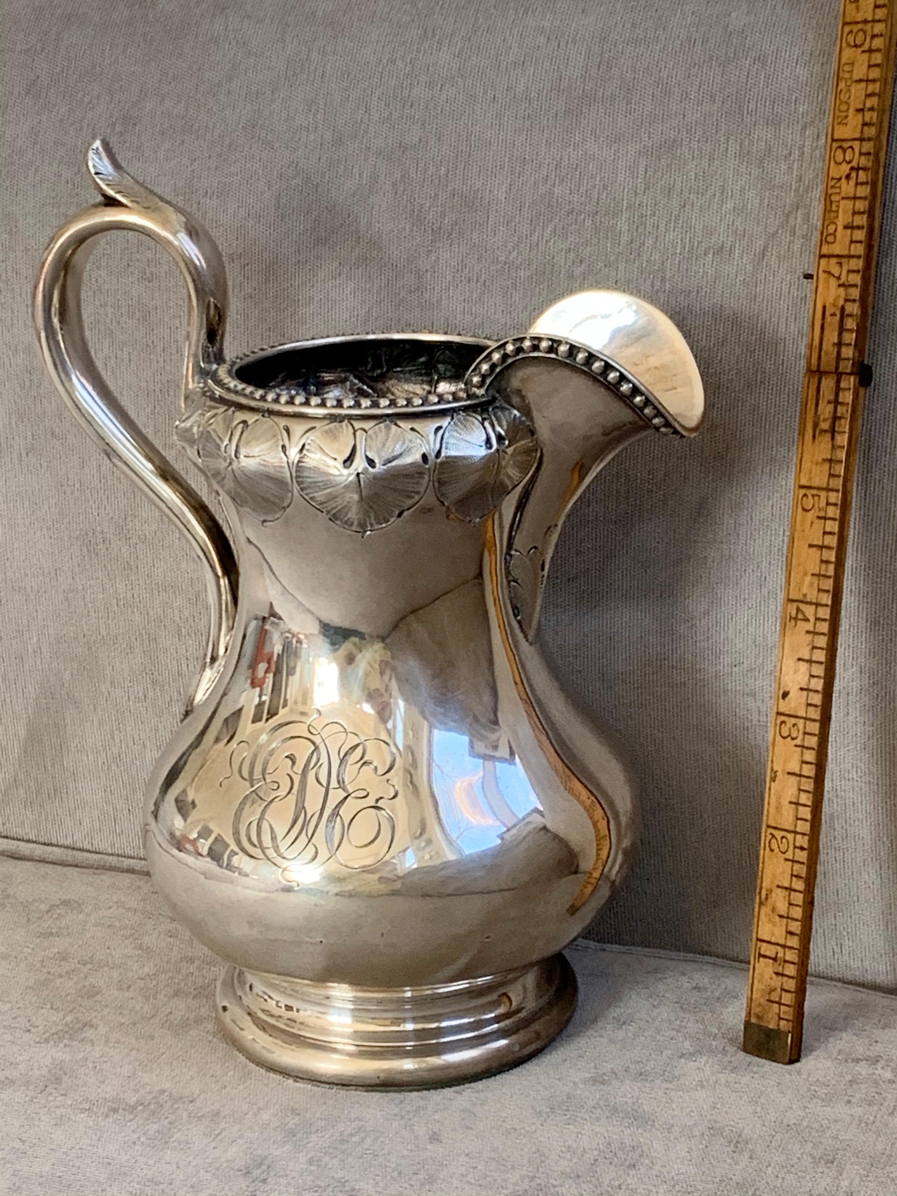 Women's Vintage Jones, Ball & Co. Signed Pure Coin Boston Sterling Silver Pitcher For Sale
