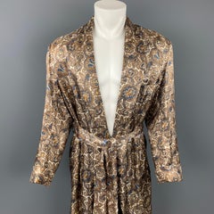 Vintage JORDAN MARSH Size M Taupe & White Paisley Silk Belted Robe