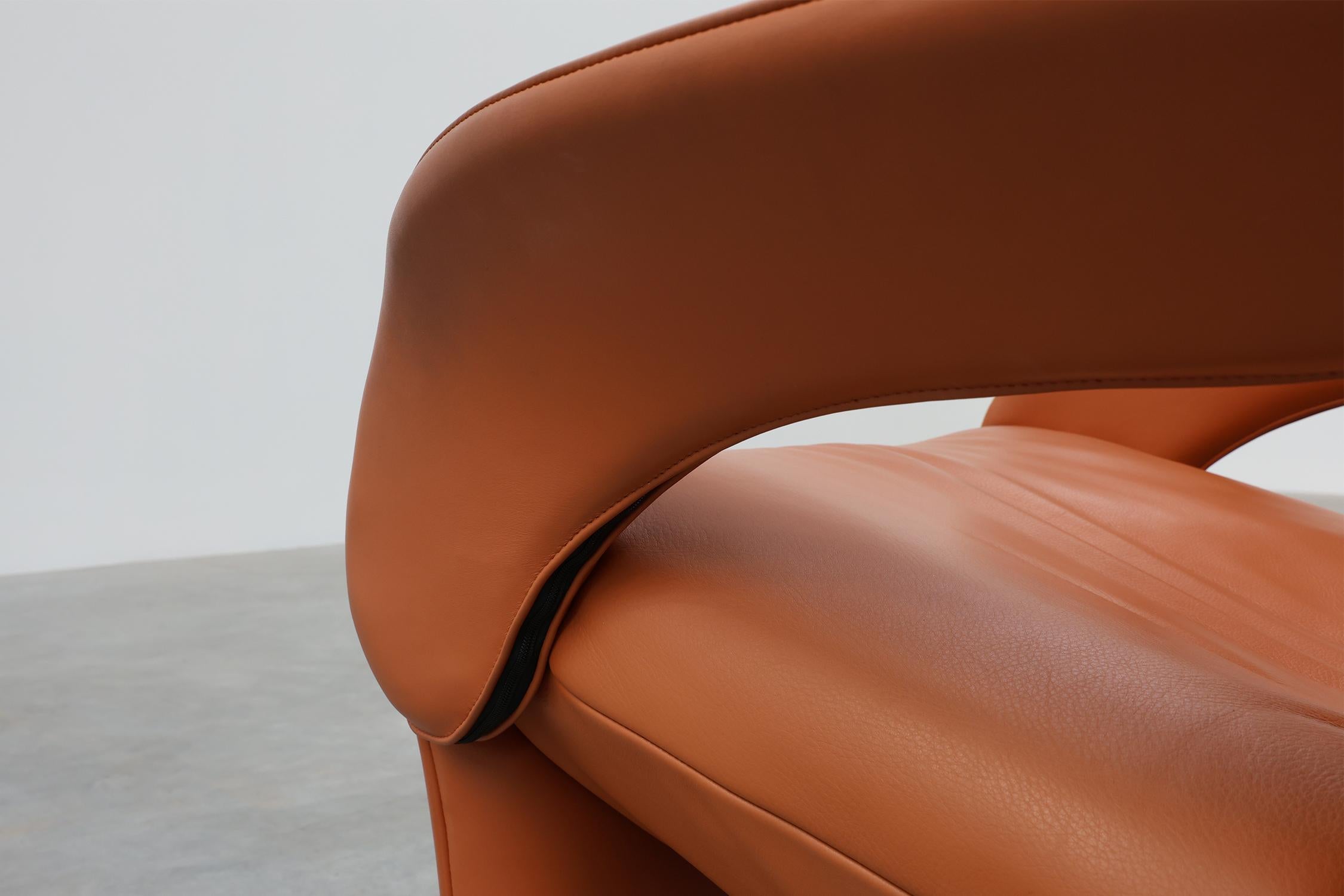 Poltrona relax JORI Symphony d'epoca in pelle color mattone 11
