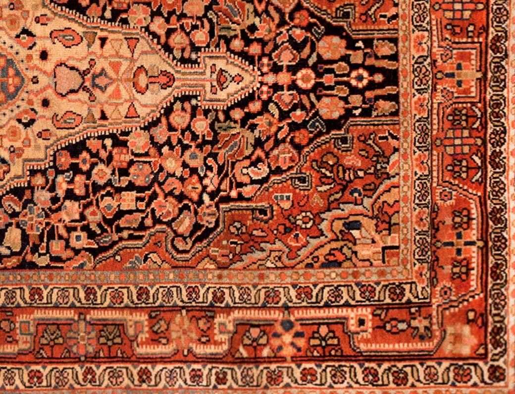 Persian Vintage Josan Sarouk Oriental Rug, in Small Size, with Central Medallion For Sale