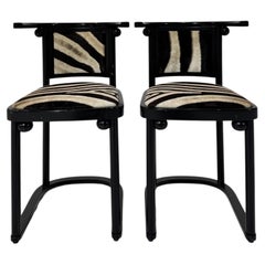 Vintage Josef Hoffmann Cabaret Fledermaus Chairs in Zebra, Pair