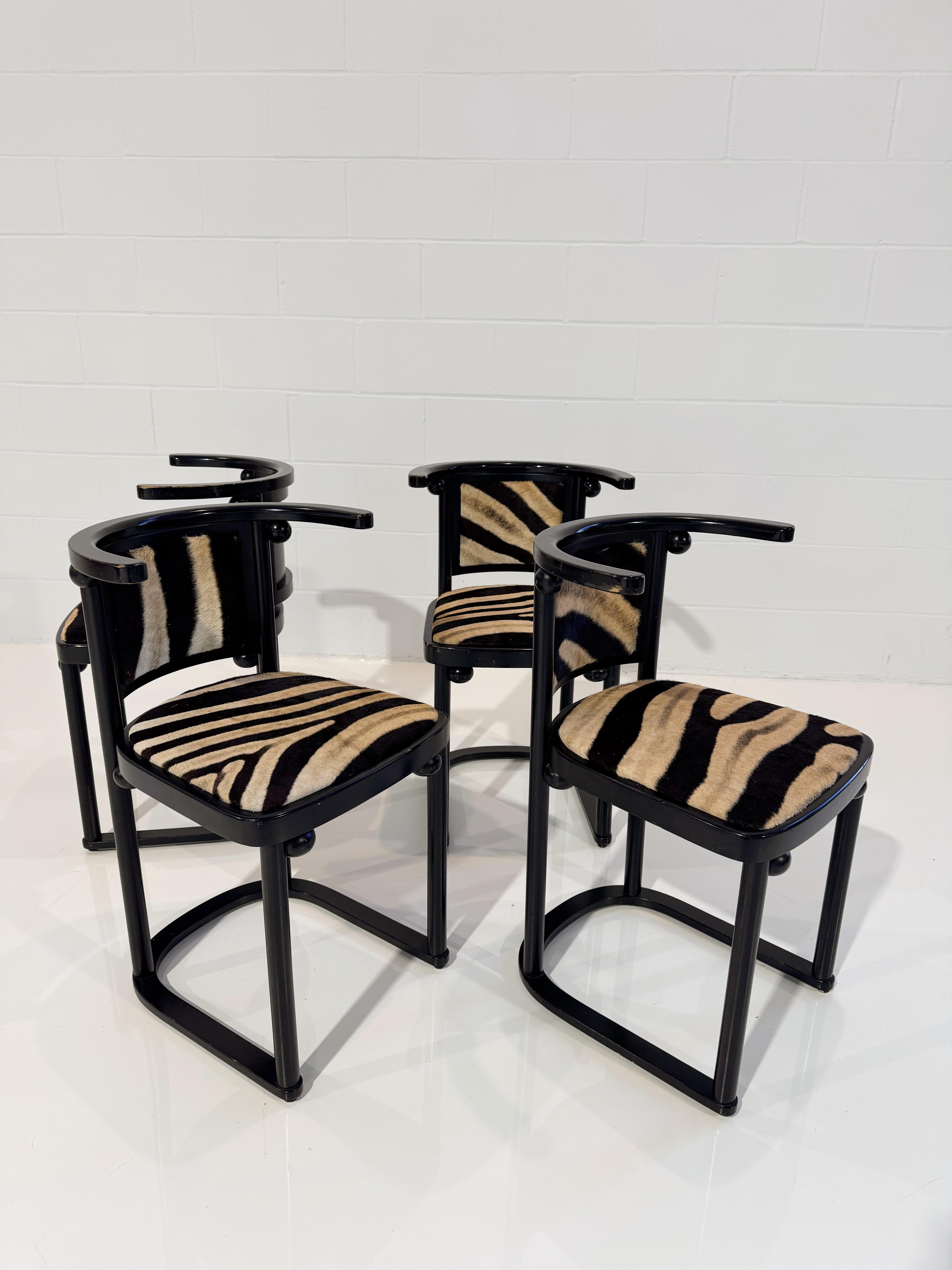 Vintage Josef Hoffmann Cabaret Fledermaus-Stühle in Zebra, Vierer-Set im Angebot 2