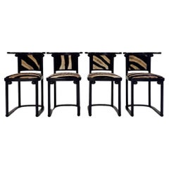 Vintage Josef Hoffmann Cabaret Fledermaus Chairs in Zebra, Set of Four