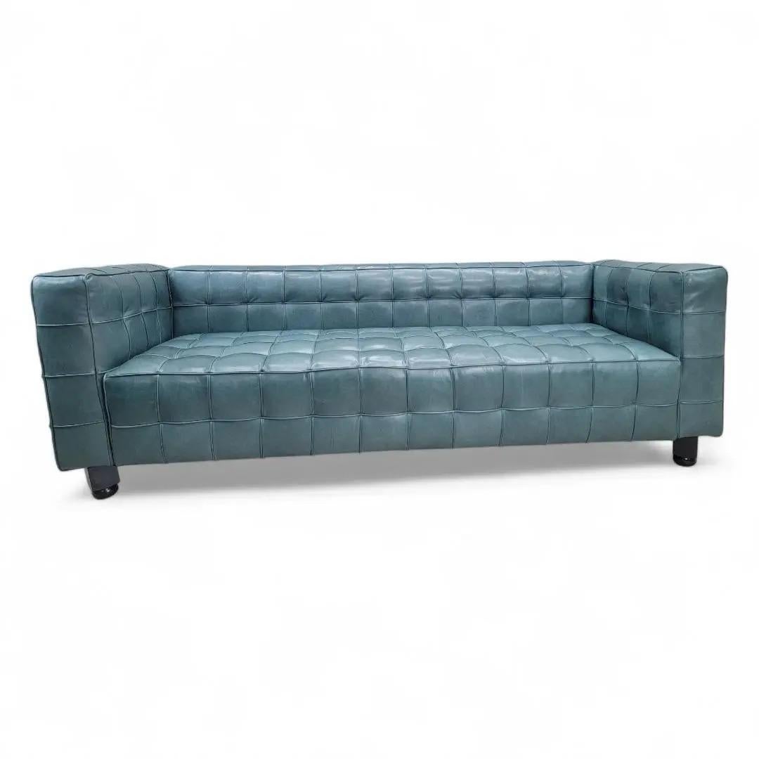 Vintage Josef Hoffmann Style Italian Kubus Sofa, neu gepolstert in Leder im Angebot 4