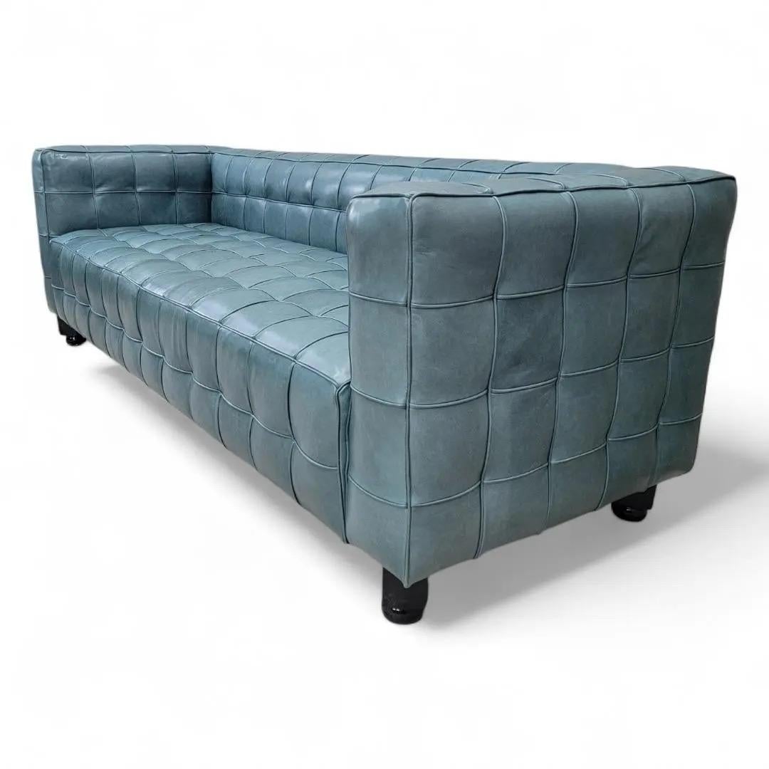 Vintage Josef Hoffmann Style Italian Kubus Sofa, neu gepolstert in Leder im Angebot 5