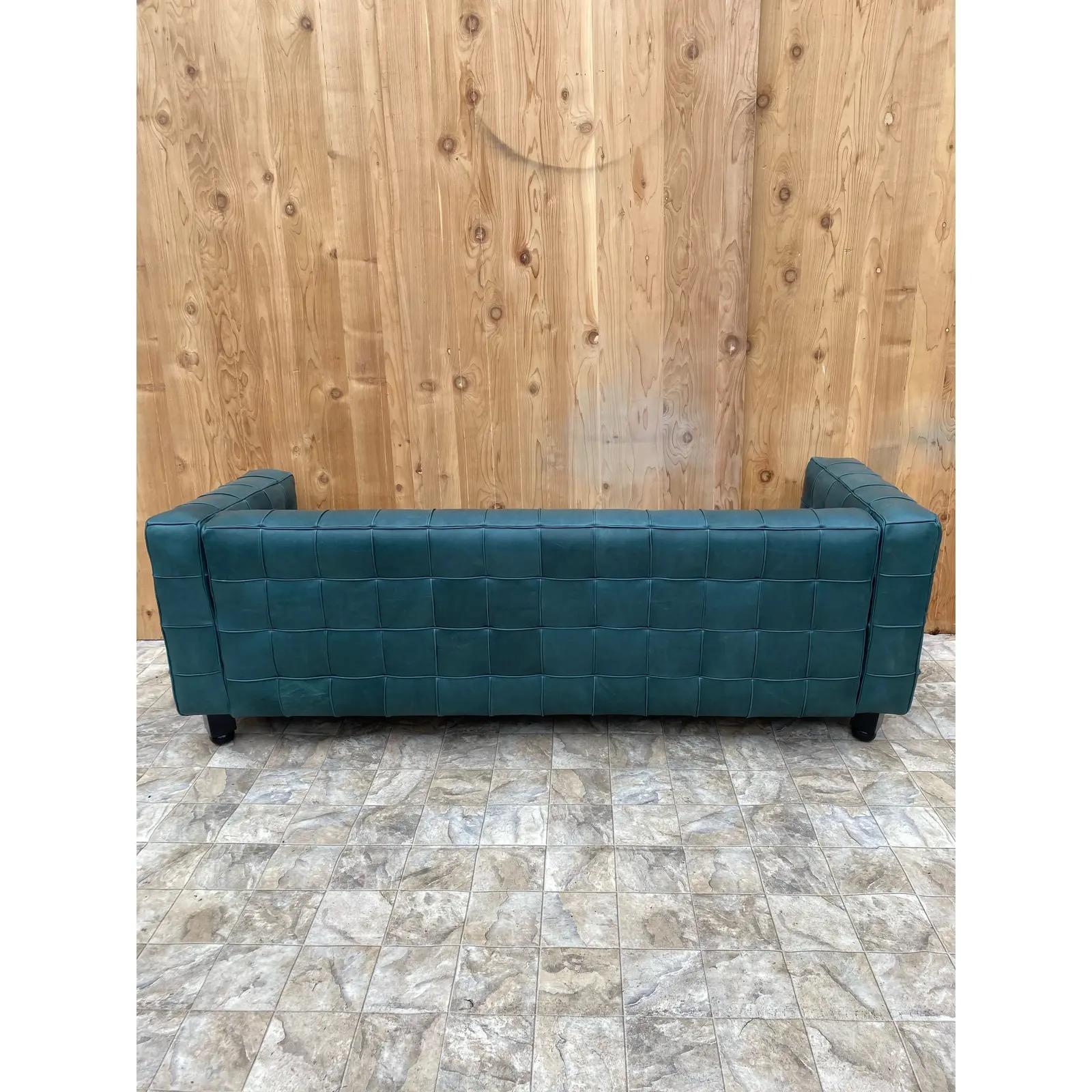 Vintage Josef Hoffmann Style Italian Kubus Sofa, neu gepolstert in Leder im Angebot 6