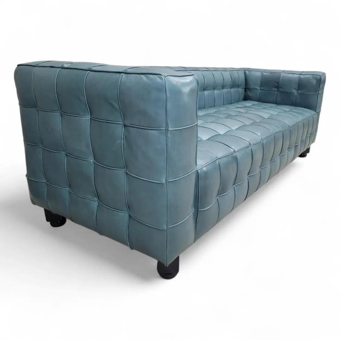 Vintage Josef Hoffmann Style Italian Kubus Sofa, neu gepolstert in Leder im Zustand „Gut“ im Angebot in Chicago, IL