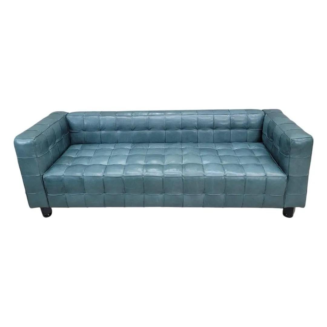 Vintage Josef Hoffmann Style Italian Kubus Sofa, neu gepolstert in Leder im Angebot 1