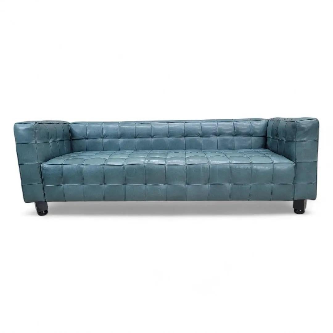 Vintage Josef Hoffmann Style Italian Kubus Sofa, neu gepolstert in Leder im Angebot 3