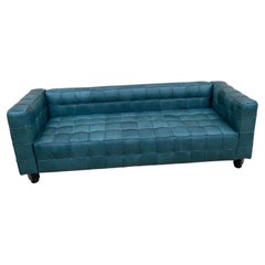 Vintage Josef Hoffmann Style Italian Kubus Sofa, Newly Upholstered in Leather