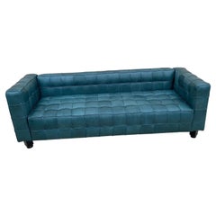 Sofá Kubus Italiano Estilo Josef Hoffmann Vintage, Recién Tapizado en Piel